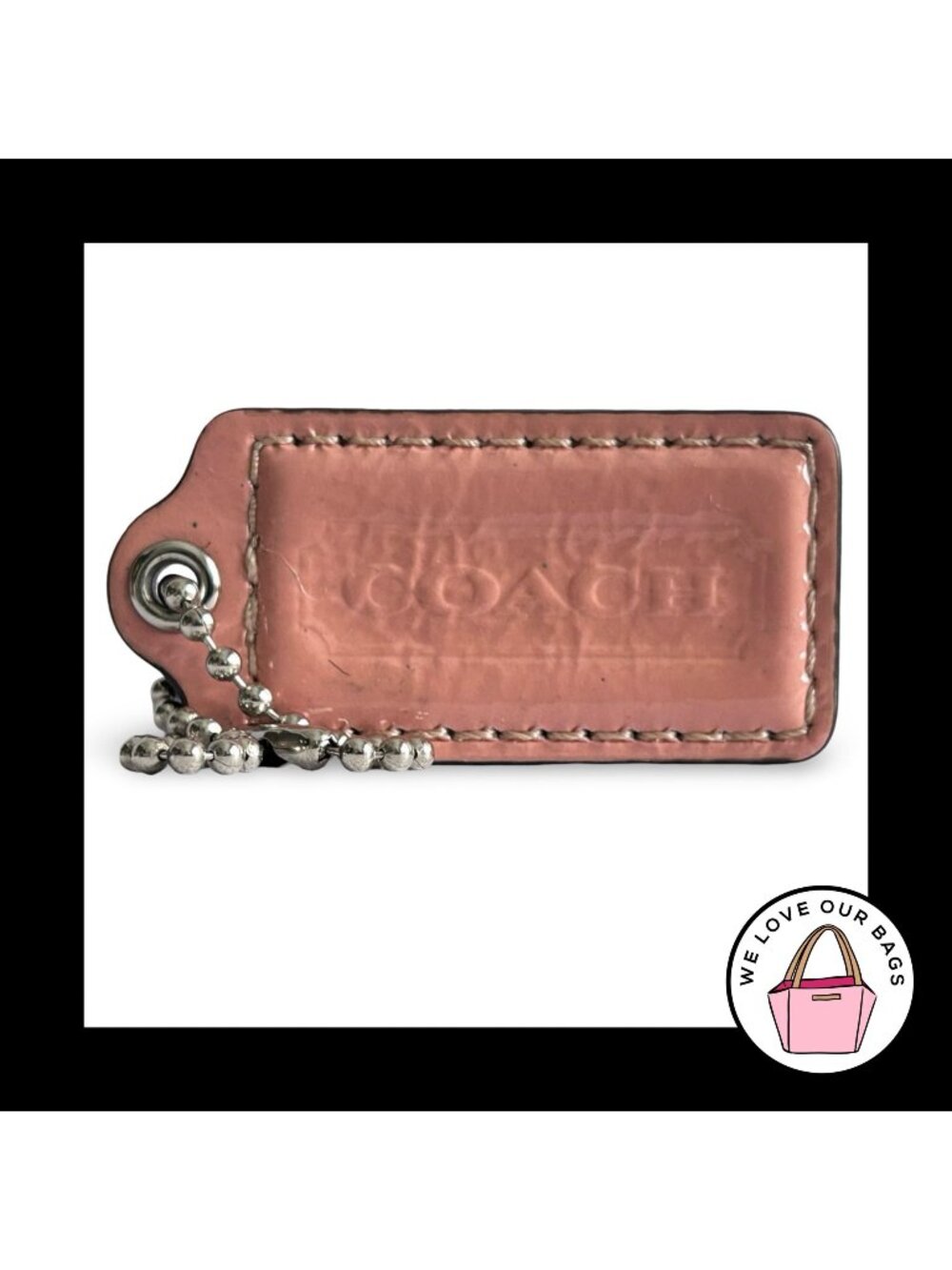 COACH HANG TAG 2.5" Pink & Purple Patent Leather Bag Charm Keychain Fob Large